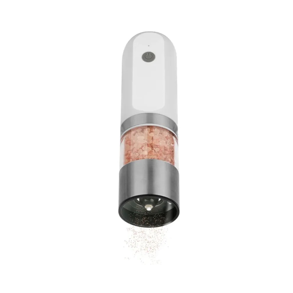 Електрическа мелничка за сол или пипер с USB зареждане - бяла