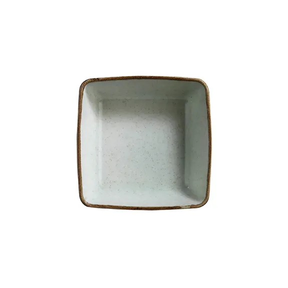 Чиния дълбока квадрат 13см - Kutahya Pearl Tan Green - 1 брой
