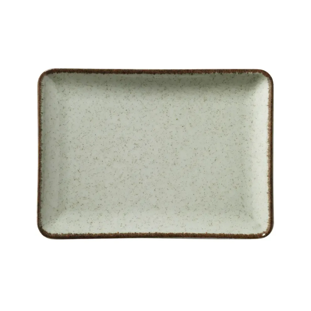Правоъгълно плато 23см x 17см - Kutahya Pearl Tan Green - 1 брой