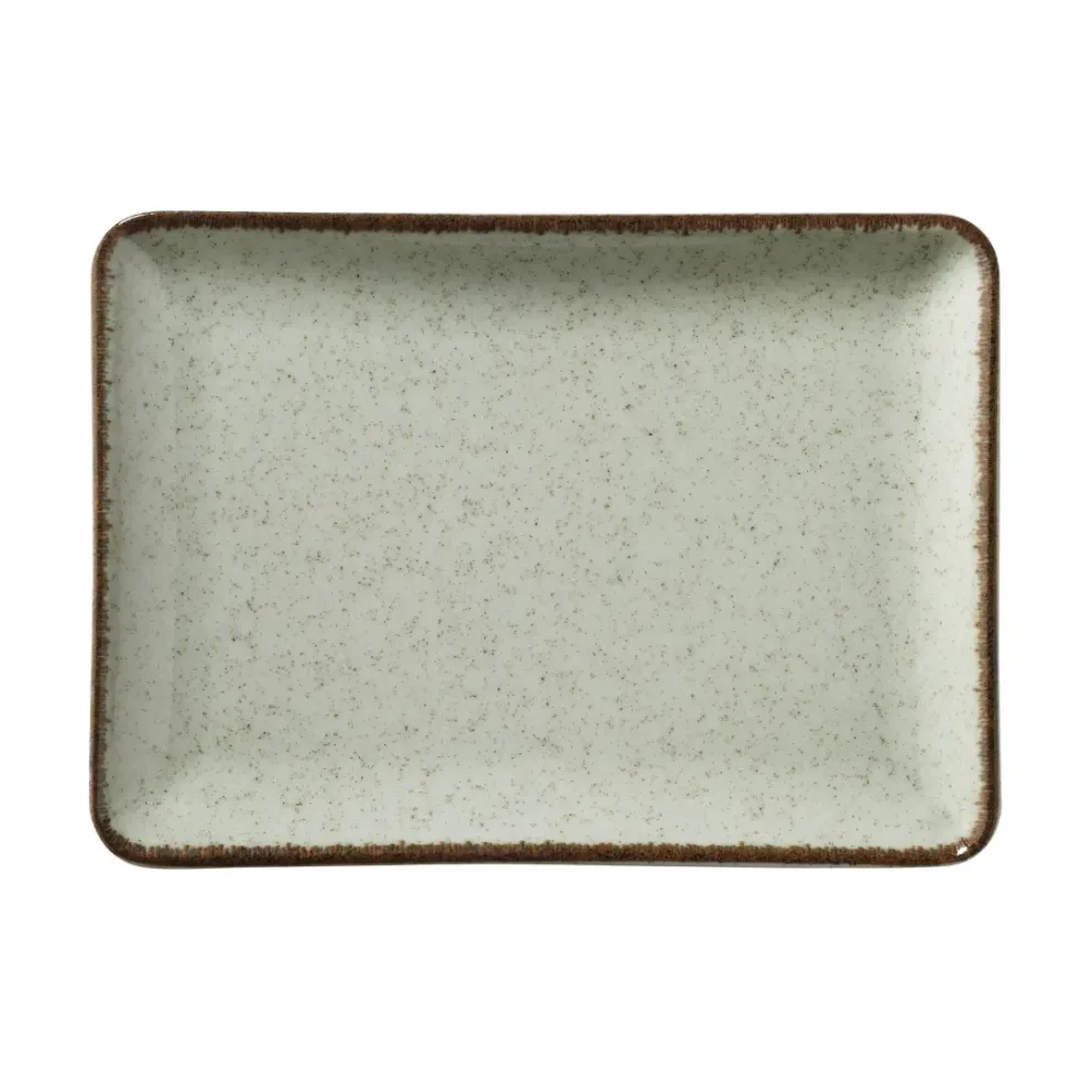 Правоъгълно плато 27см x 20см - Kutahya Pearl Tan Green - 1 брой
