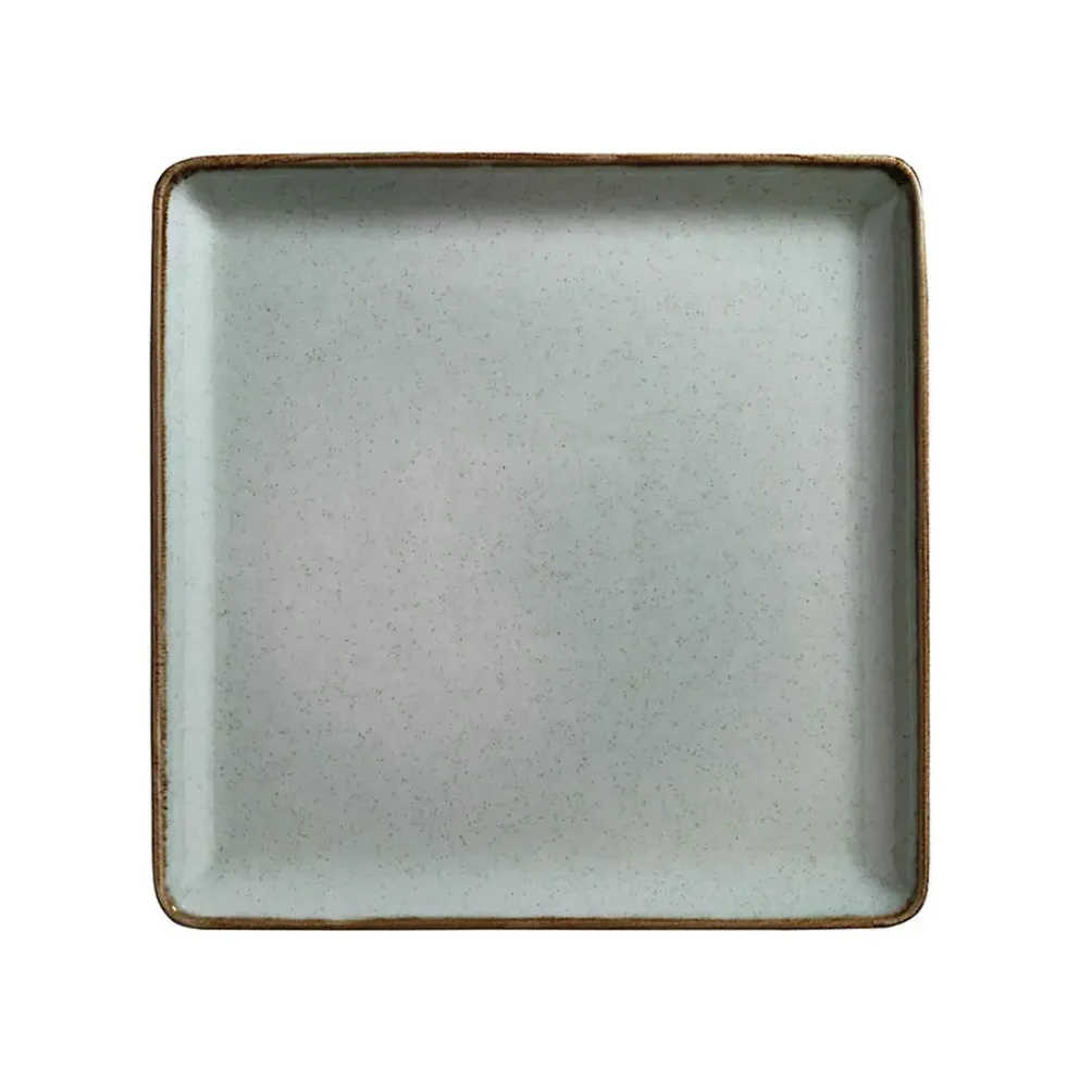 Порцеланова чиния квадрат 19см - Kutahya Pearl Tan Green - 1 брой