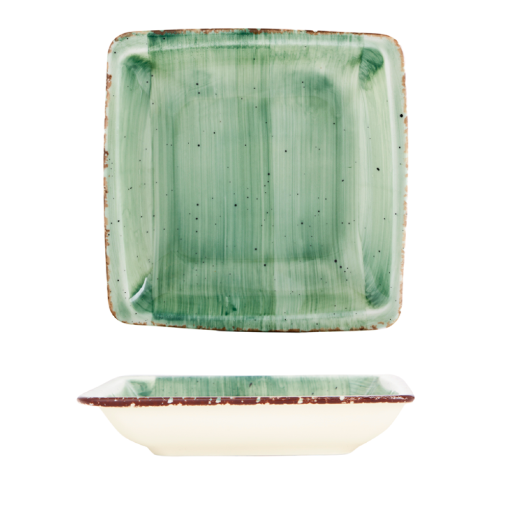 Квадратна дълбока чиния 19x19см - Gural Green - 1 брой