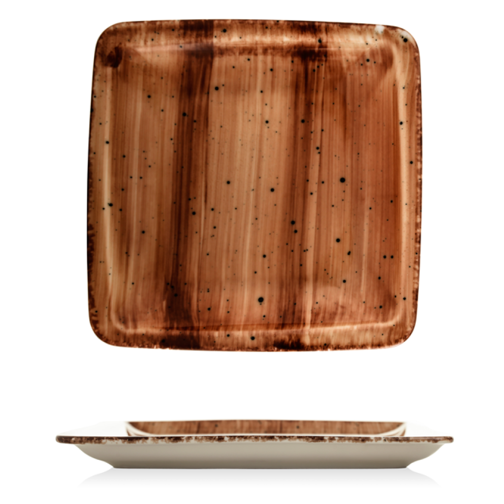 Квадратна чиния 19x19см - Gural Brown Bone - 1 брой