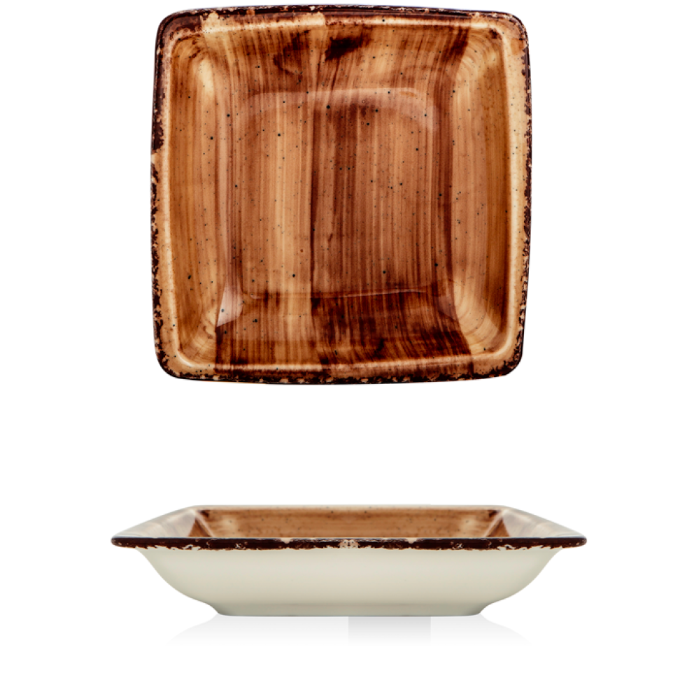 Квадратна дълбока чиния 19x19см - Gural Brown Bone - 1 брой