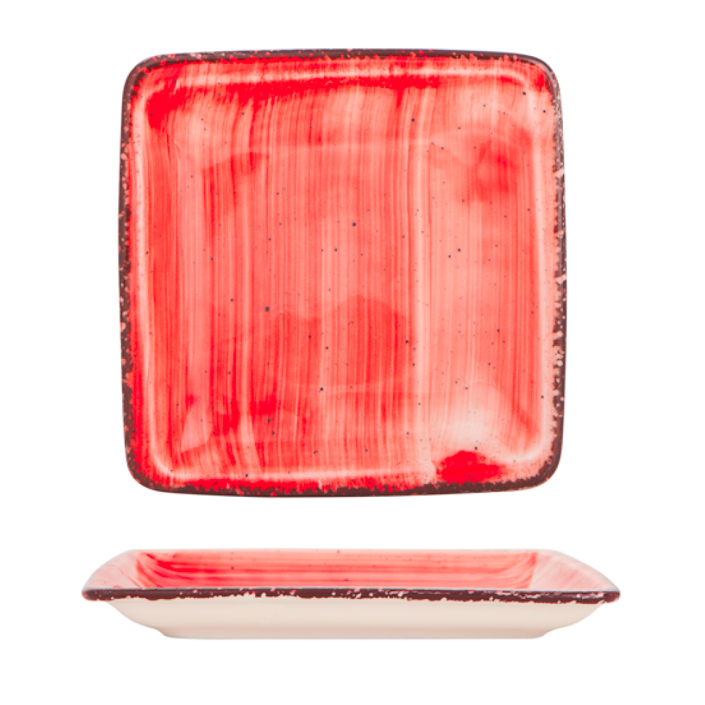 Квадратна чиния 25x25см - Gural Red Bone - 1 брой