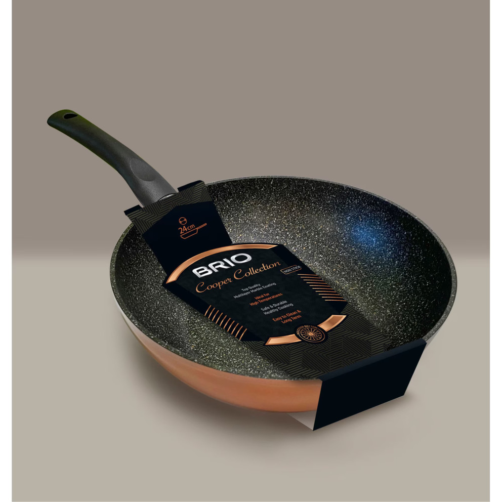 Тиган WOK - незалепващо покритие - 24см - Brio Cooper Collection - индукция